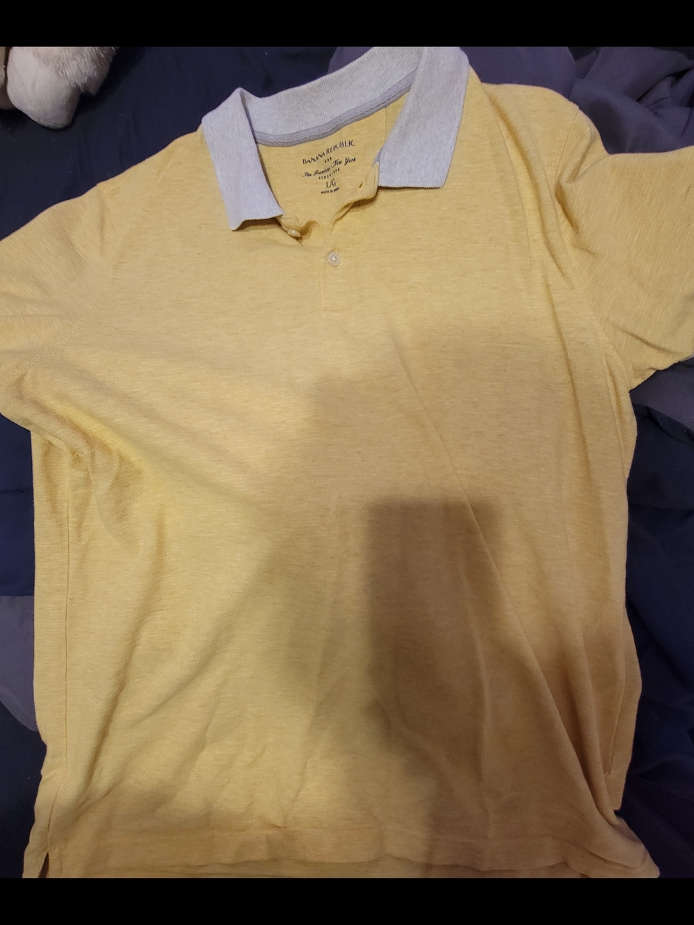 Banana Republic Yellow Polo with Light Gray Collar